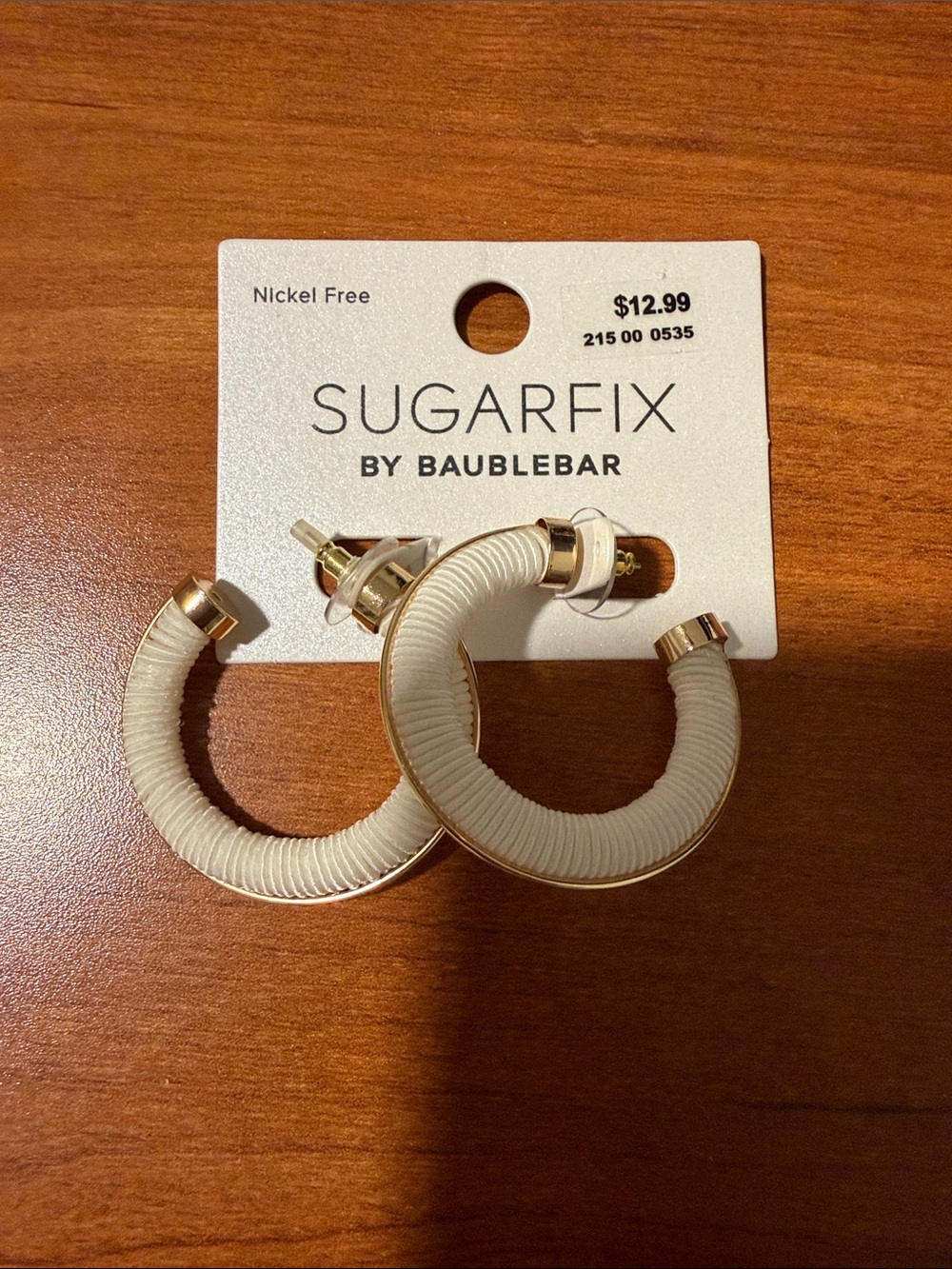 Sugarfix by BaubleBar Cream Wrapped Hoop Earrings with Gold Trim